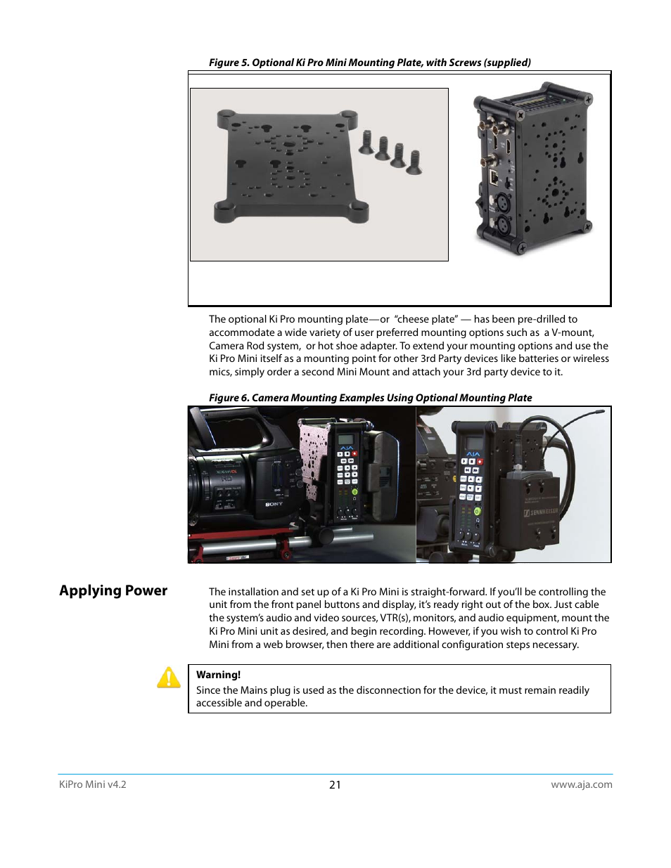 Applying power | AJA Ki Pro Mini User Manual | Page 21 / 106