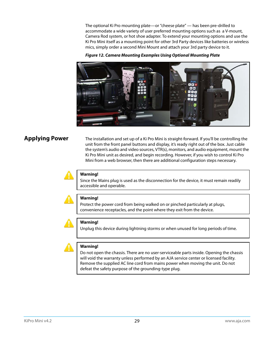 Applying power | AJA Ki Pro Mini User Manual | Page 29 / 106