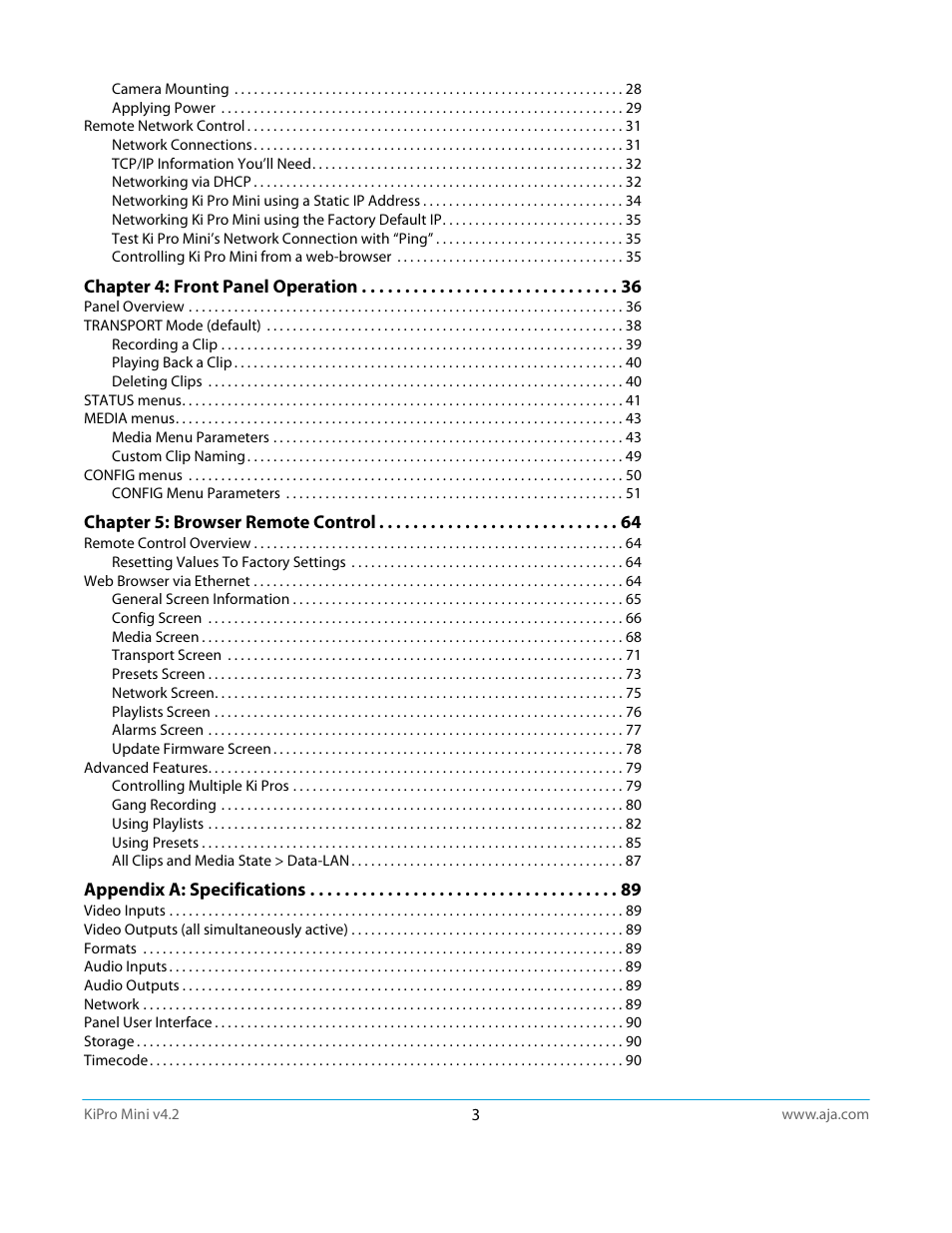 AJA Ki Pro Mini User Manual | Page 3 / 106