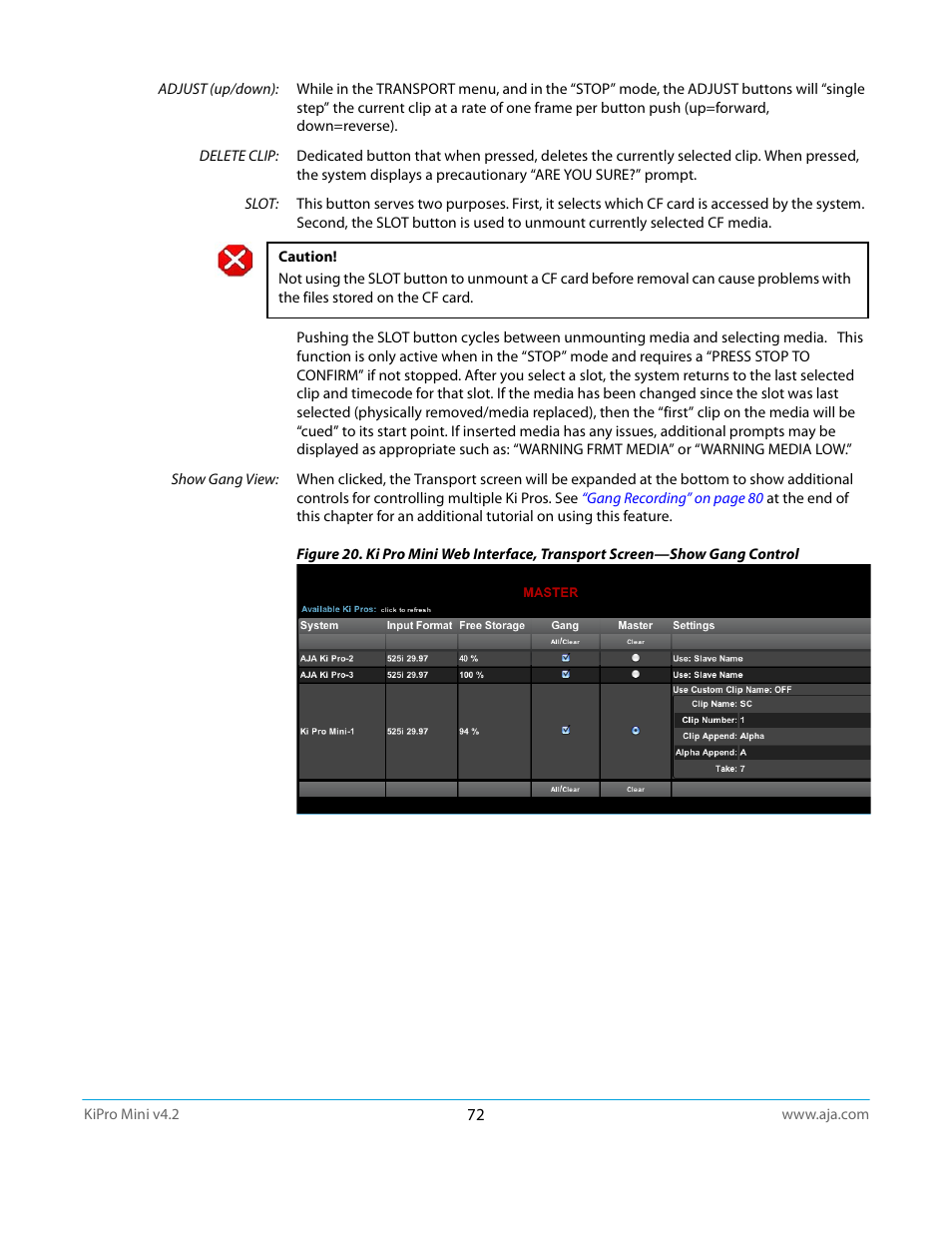 AJA Ki Pro Mini User Manual | Page 72 / 106