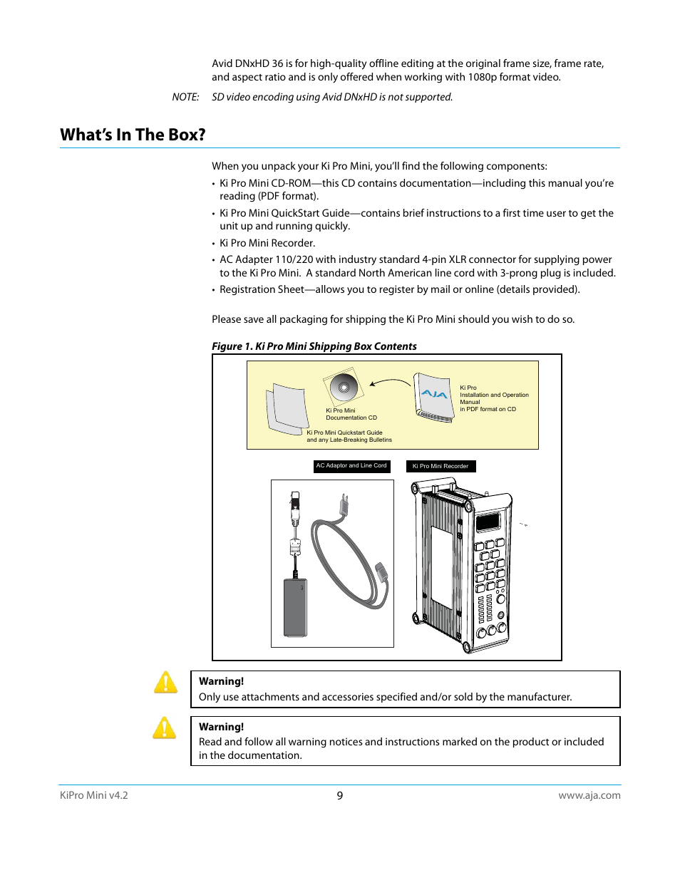 What’s in the box | AJA Ki Pro Mini User Manual | Page 9 / 106