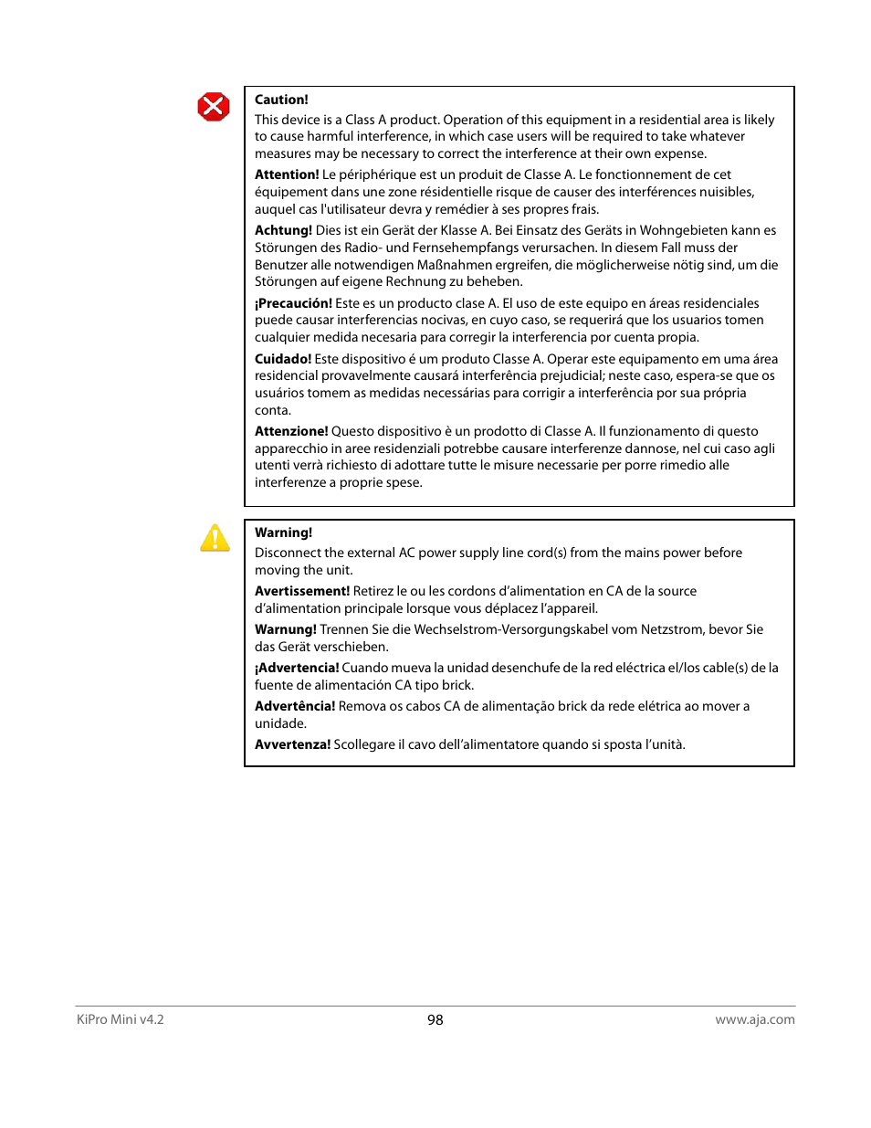 AJA Ki Pro Mini User Manual | Page 98 / 106