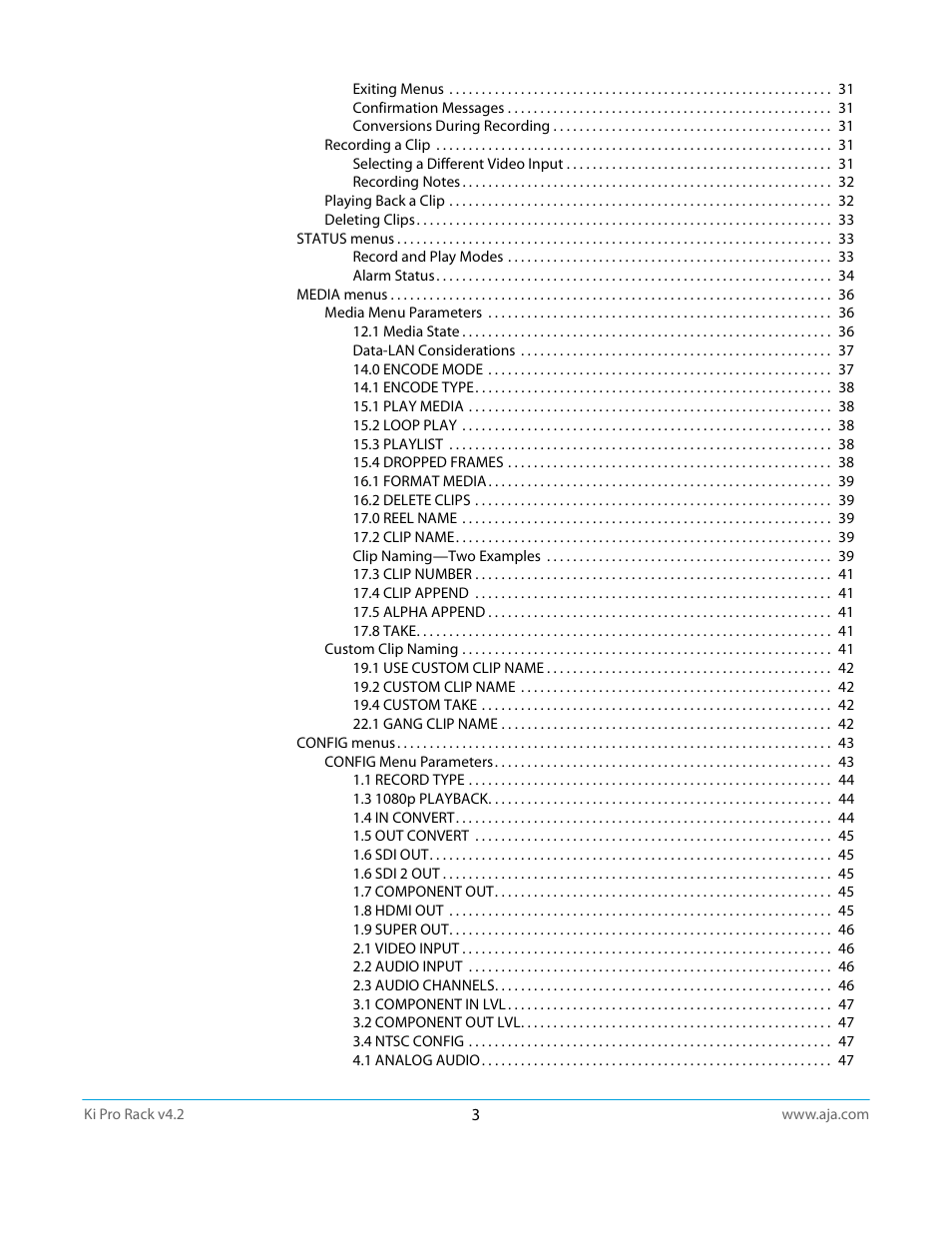 AJA Ki Pro Rack User Manual | Page 3 / 111
