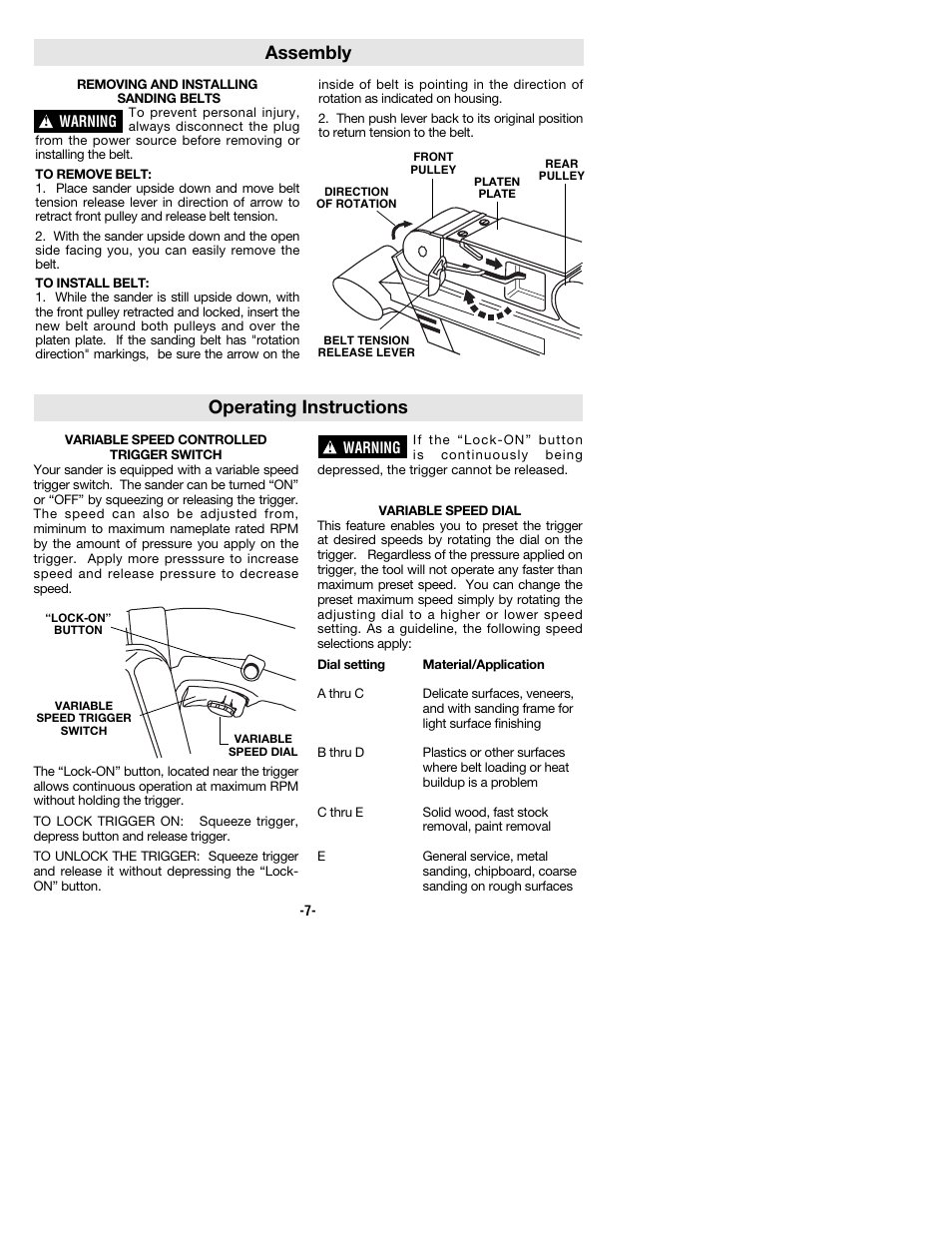 Operating instructions, Assembly | Bosch 1274DVS User Manual | Page 7 / 32