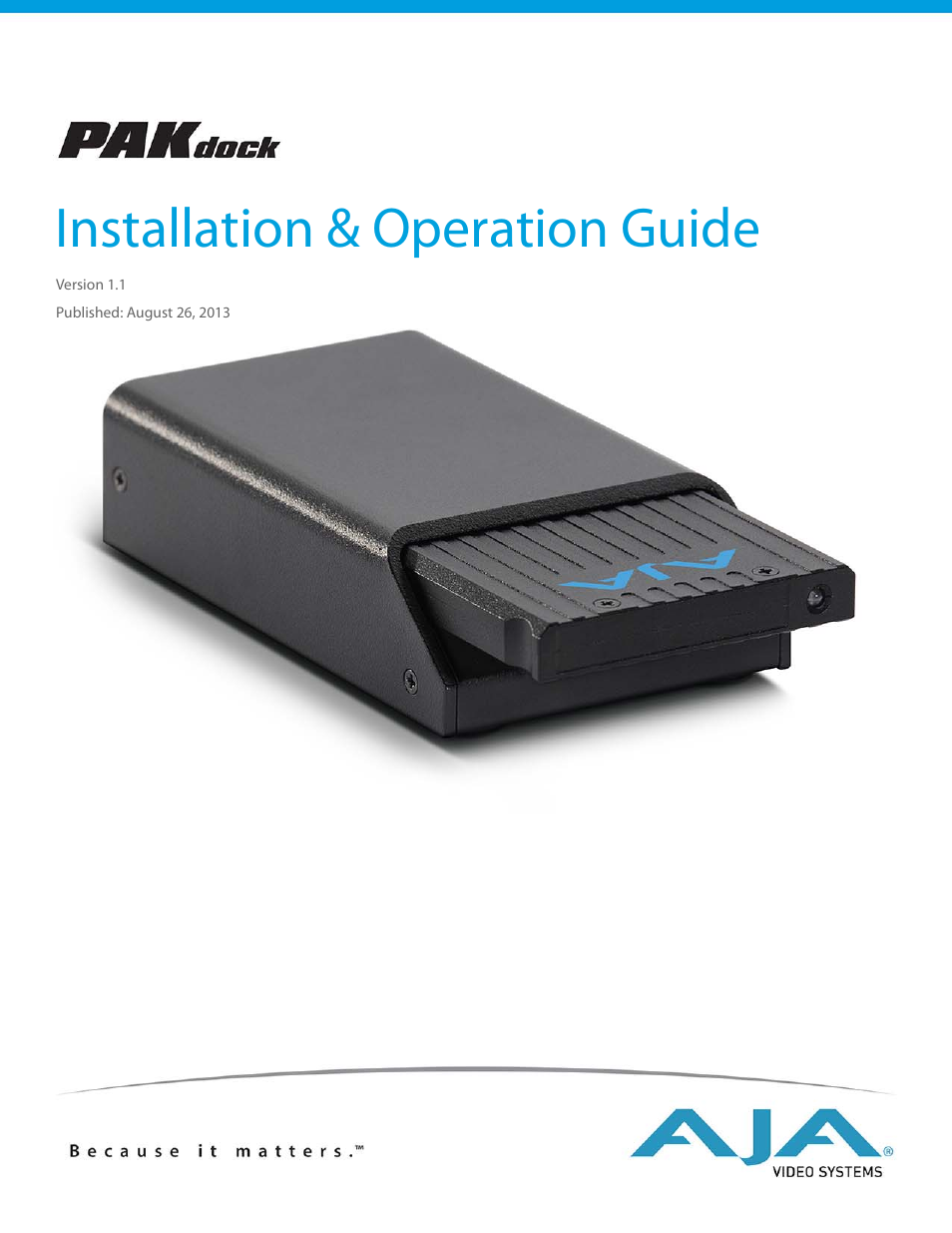 AJA Pak Dock User Manual | 8 pages