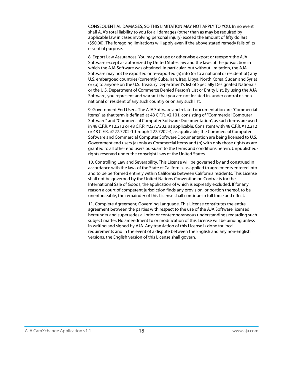 AJA CamXchange User Manual | Page 16 / 16