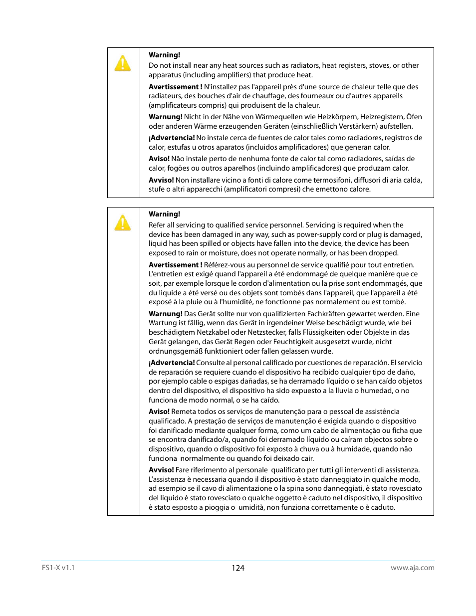 AJA FS1-X Manual User Manual | Page 124 / 137