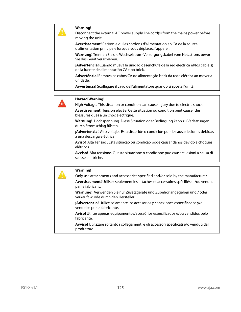 AJA FS1-X Manual User Manual | Page 125 / 137