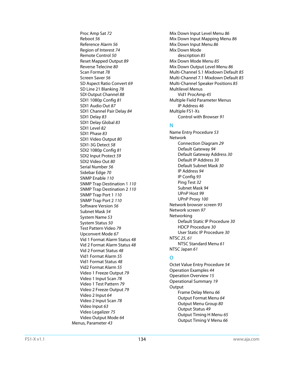 AJA FS1-X Manual User Manual | Page 134 / 137