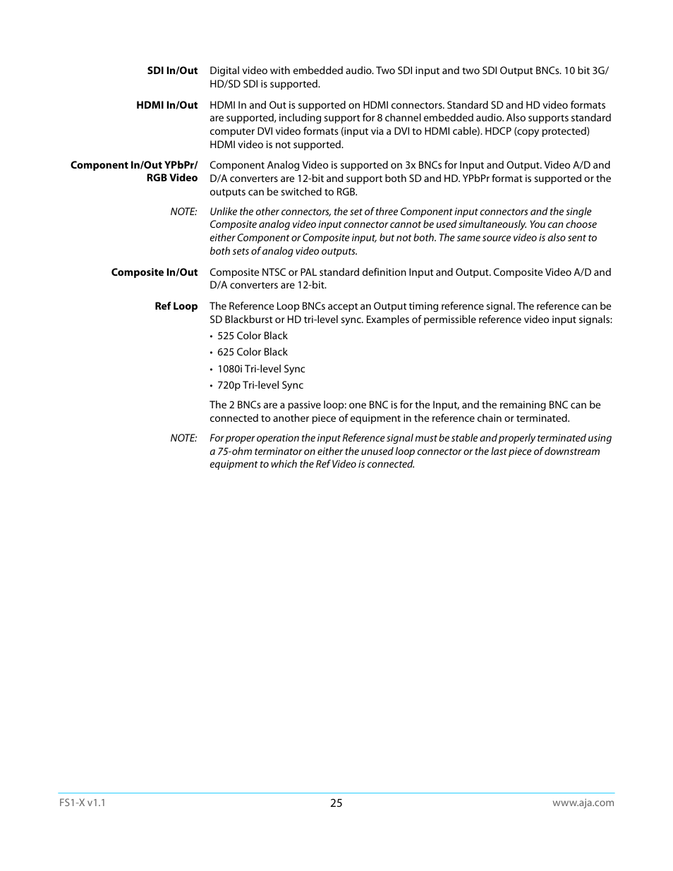 AJA FS1-X Manual User Manual | Page 25 / 137
