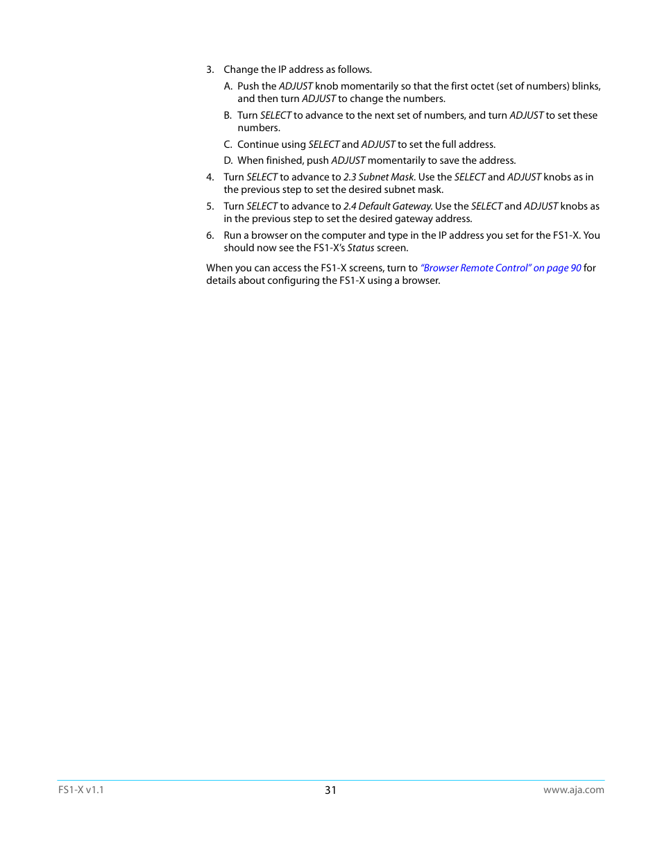 AJA FS1-X Manual User Manual | Page 31 / 137