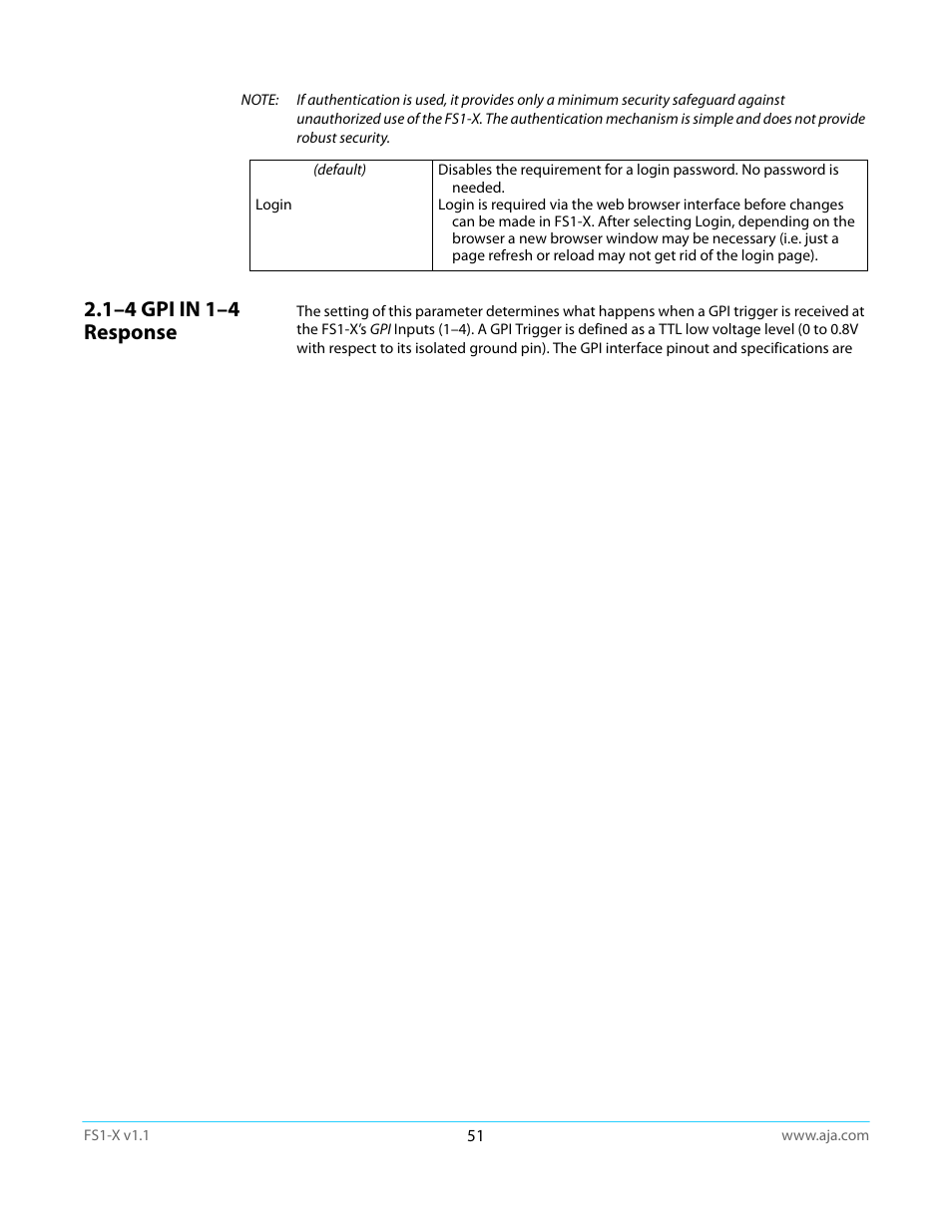 1–4 gpi in 1–4 response | AJA FS1-X Manual User Manual | Page 51 / 137