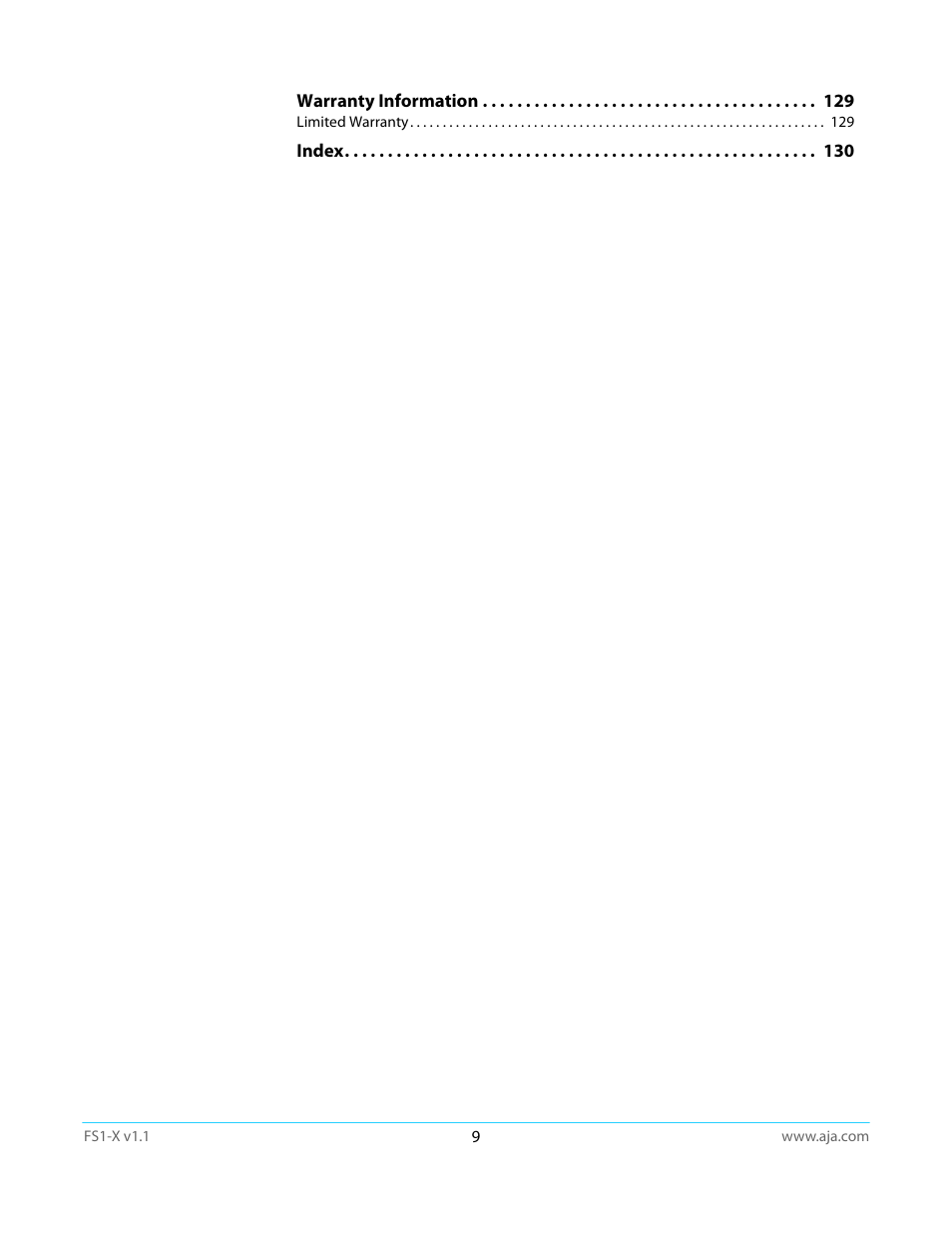 AJA FS1-X Manual User Manual | Page 9 / 137