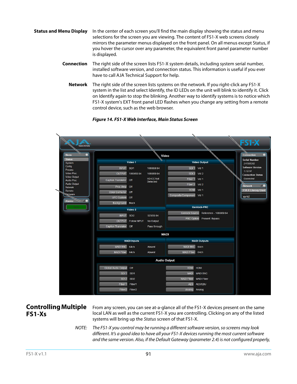 Controlling multiple fs1-xs | AJA FS1-X Manual User Manual | Page 91 / 137