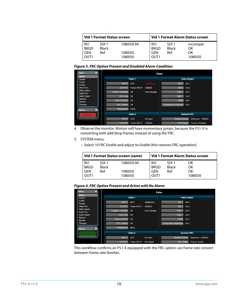 AJA FS1-X Quick Start User Manual | Page 10 / 10