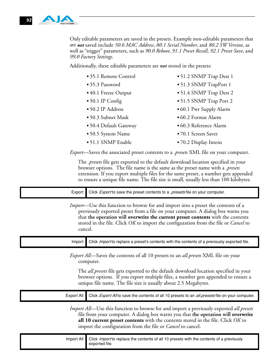 AJA FS1 Version 2.2.0.47 User Manual | Page 102 / 138