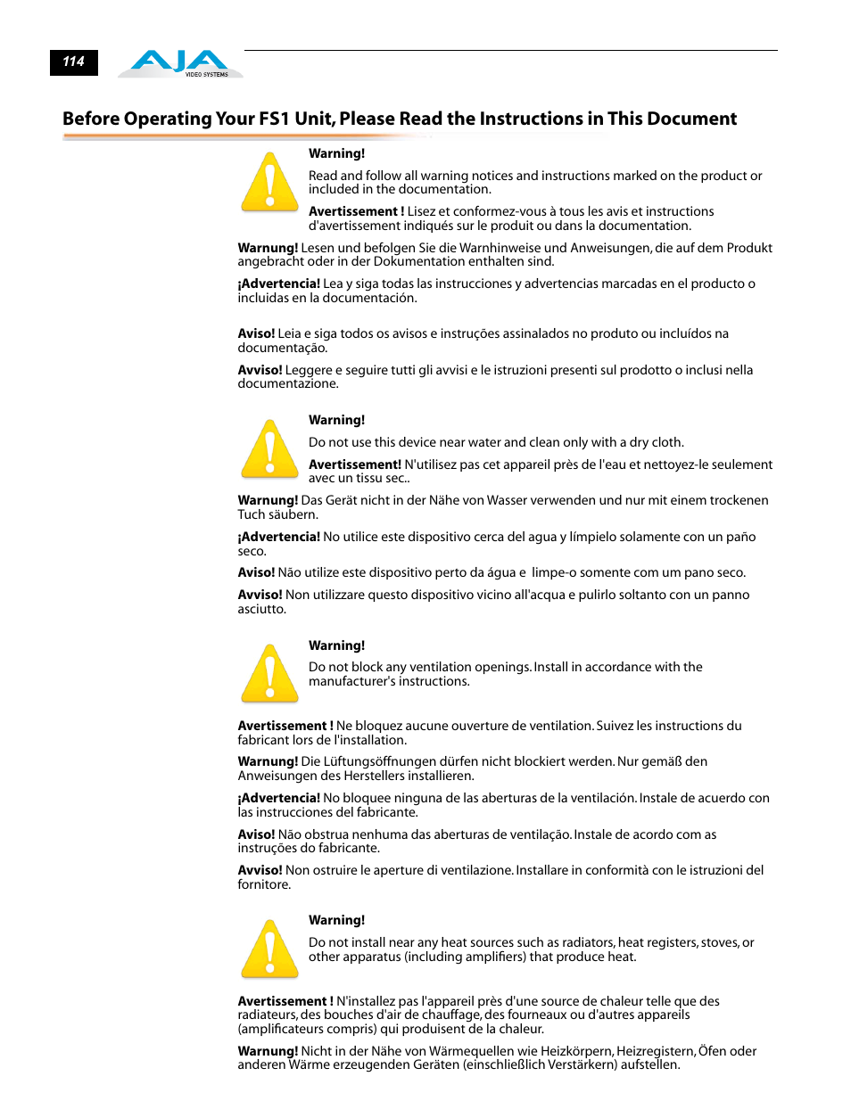 AJA FS1 Version 2.2.0.47 User Manual | Page 124 / 138