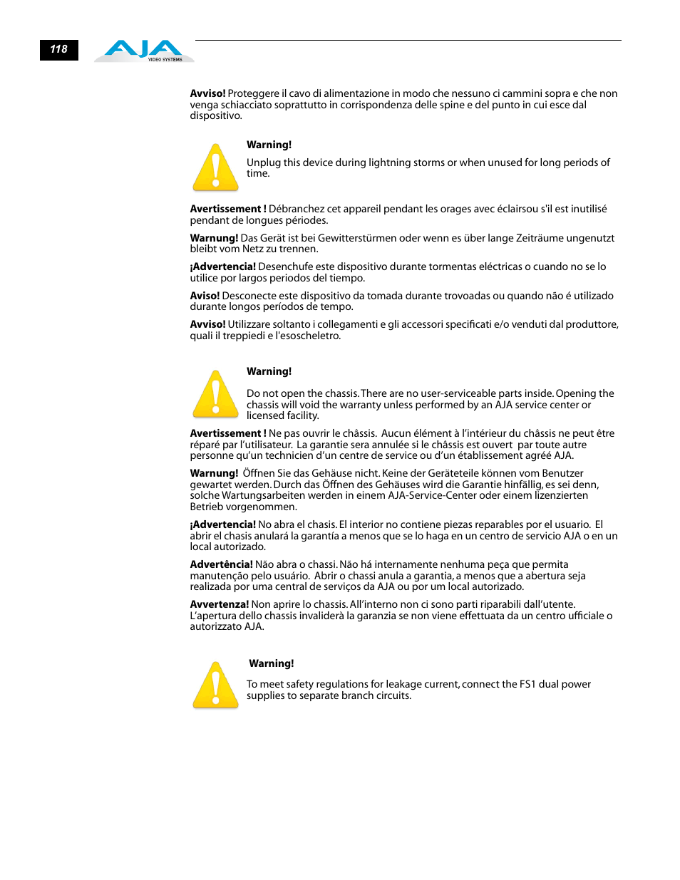 AJA FS1 Version 2.2.0.47 User Manual | Page 128 / 138