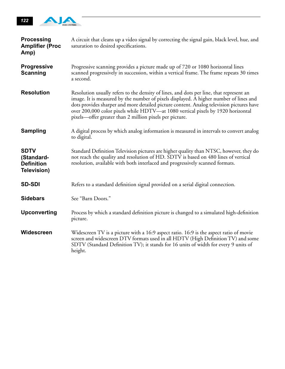 AJA FS1 Version 2.2.0.47 User Manual | Page 132 / 138