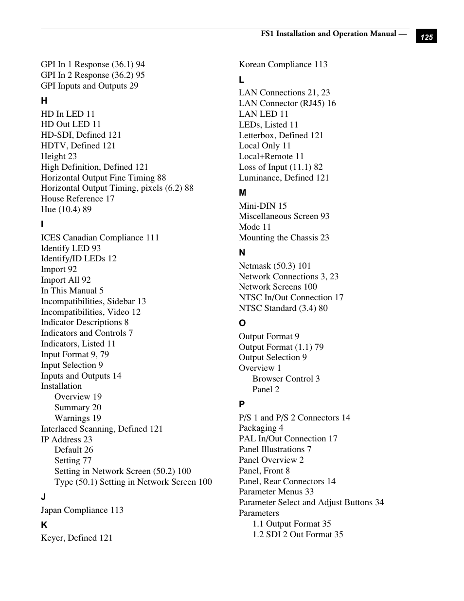 AJA FS1 Version 2.2.0.47 User Manual | Page 135 / 138