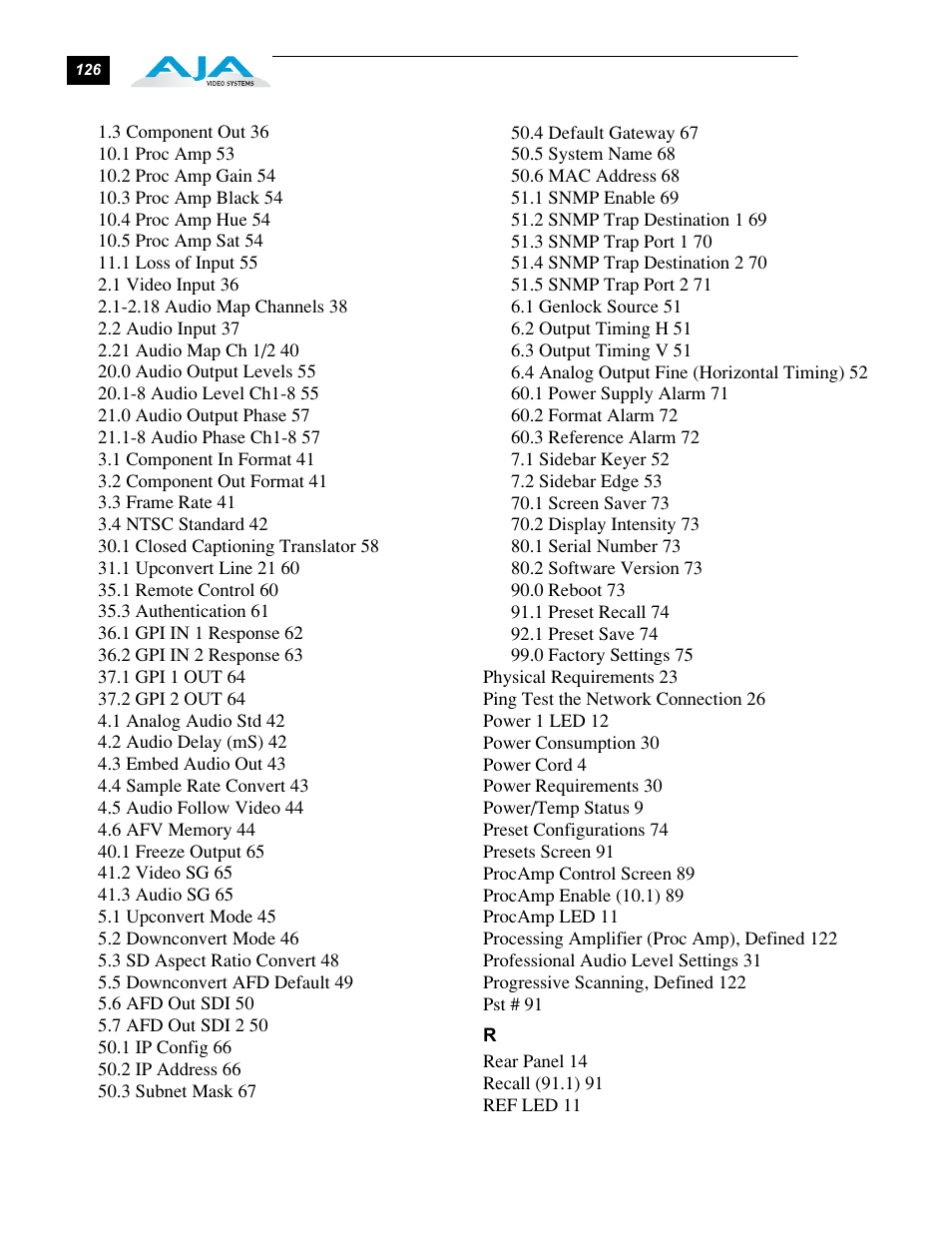 AJA FS1 Version 2.2.0.47 User Manual | Page 136 / 138