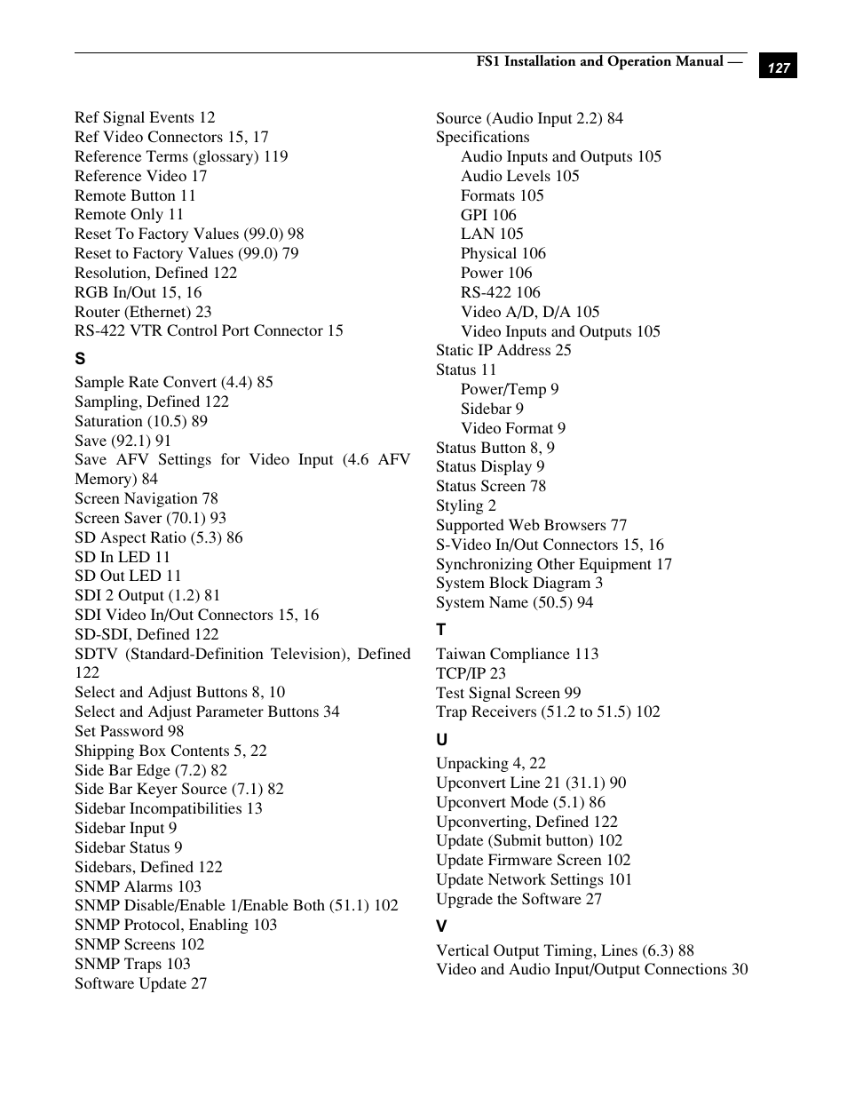AJA FS1 Version 2.2.0.47 User Manual | Page 137 / 138