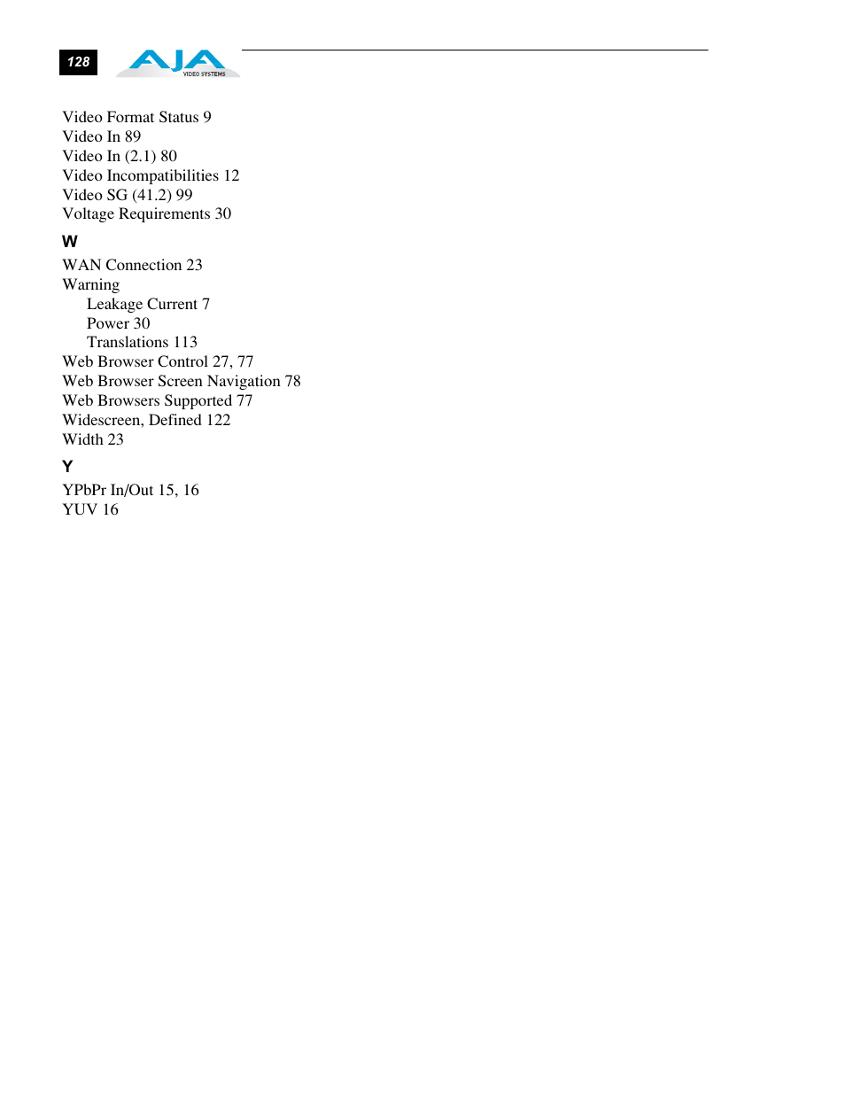 AJA FS1 Version 2.2.0.47 User Manual | Page 138 / 138