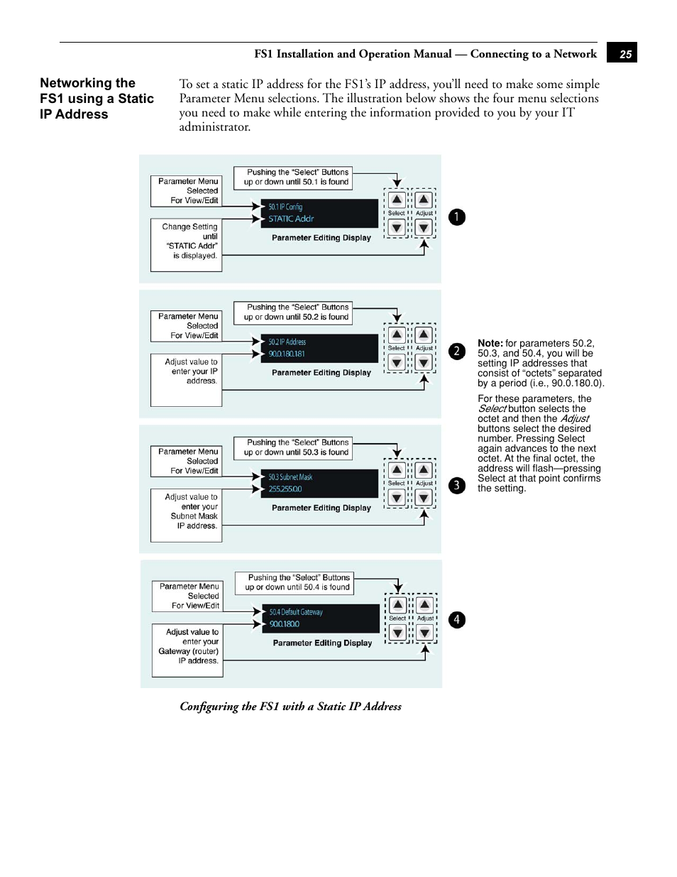Networking the fs1 using a static ip address | AJA FS1 Version 2.2.0.47 User Manual | Page 35 / 138