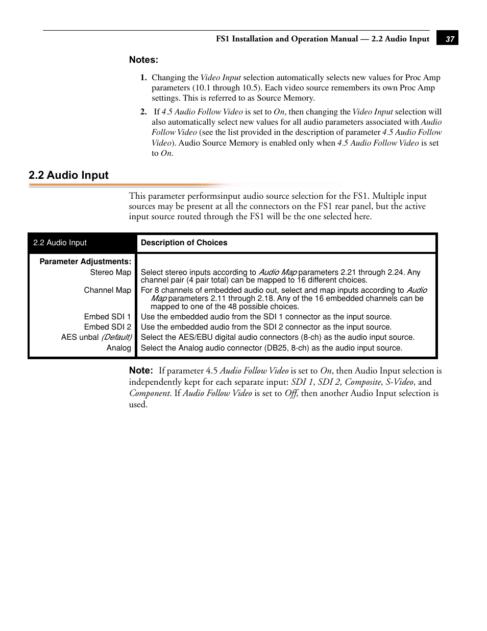 2 audio input | AJA FS1 Version 2.2.0.47 User Manual | Page 47 / 138