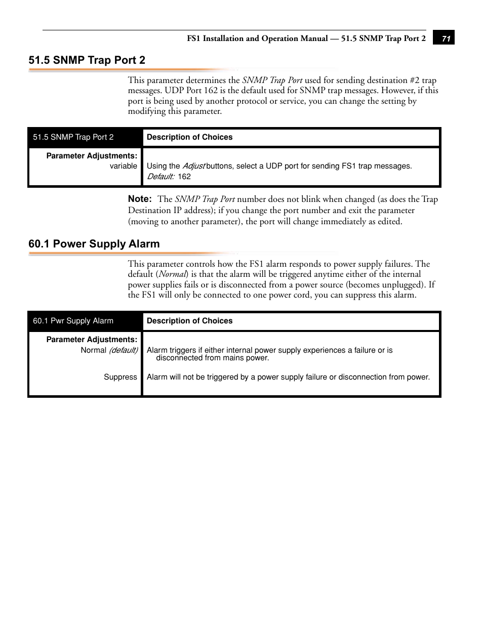 5 snmp trap port 2, 1 power supply alarm, 5 snmp trap port 2 60.1 power supply alarm | AJA FS1 Version 2.2.0.47 User Manual | Page 81 / 138