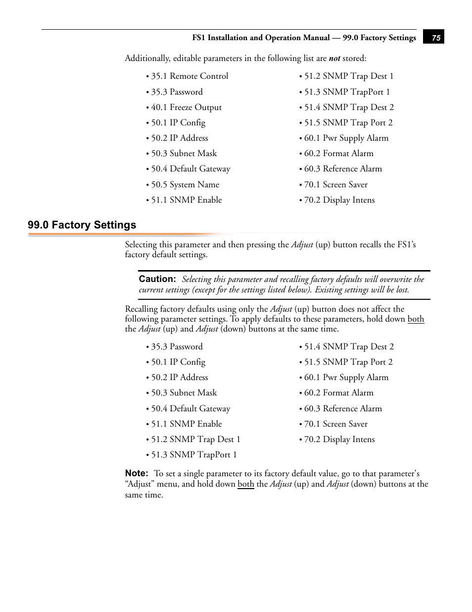 0 factory settings | AJA FS1 Version 2.2.0.47 User Manual | Page 85 / 138
