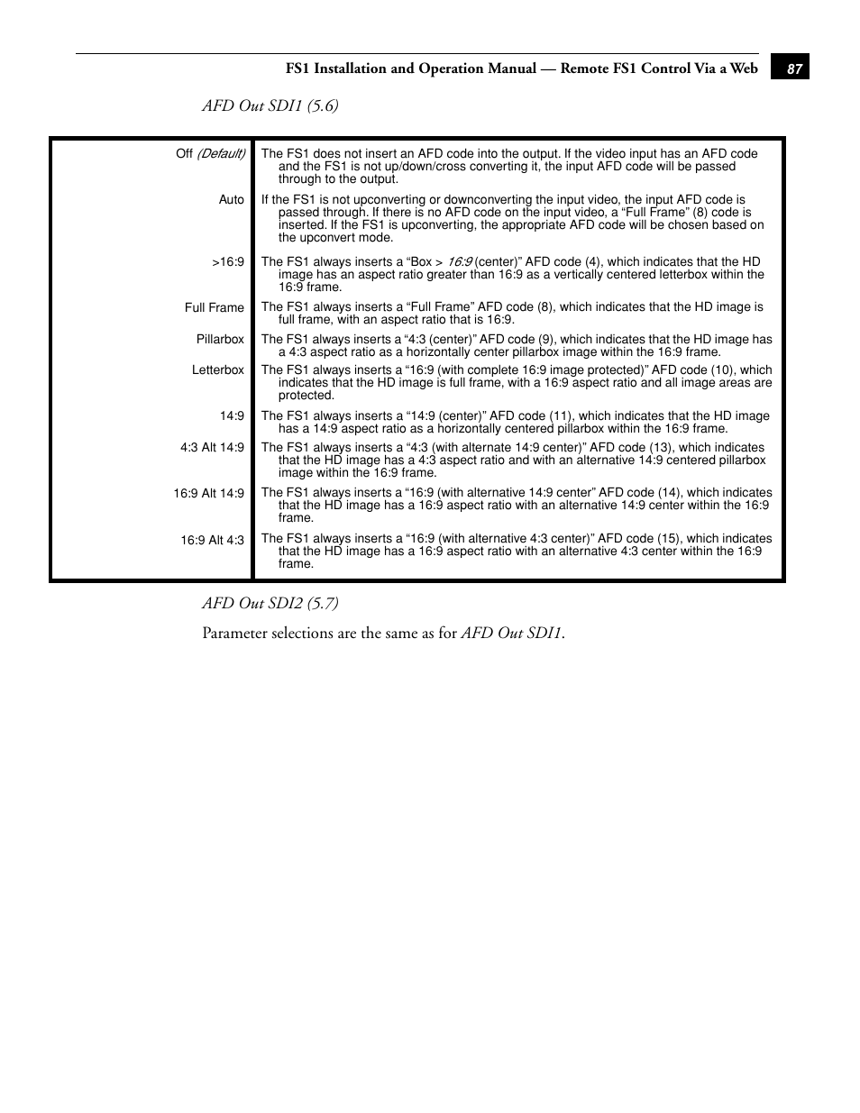 AJA FS1 Version 2.2.0.47 User Manual | Page 97 / 138