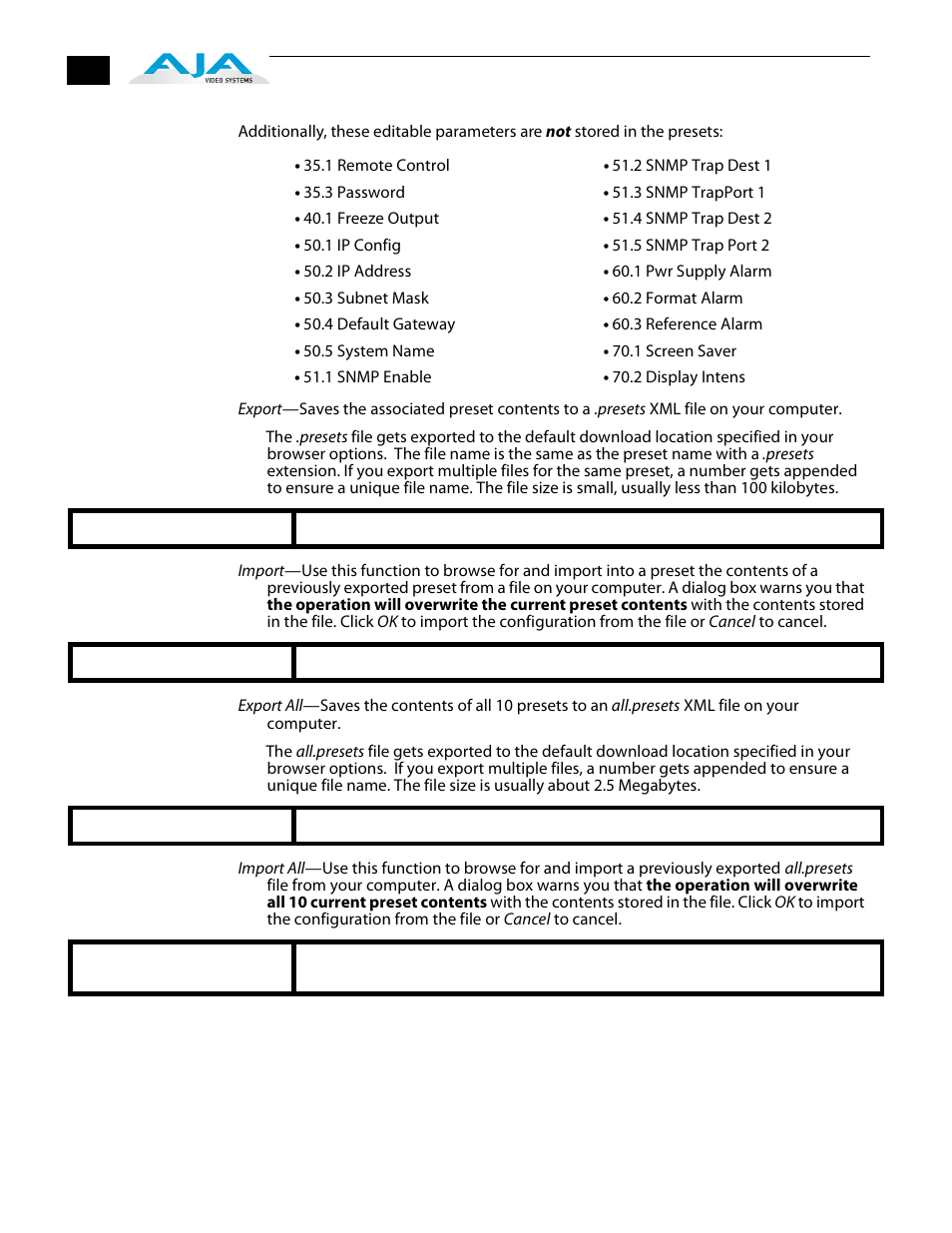 AJA FS1 Version 2.2.2.1 User Manual | Page 102 / 140