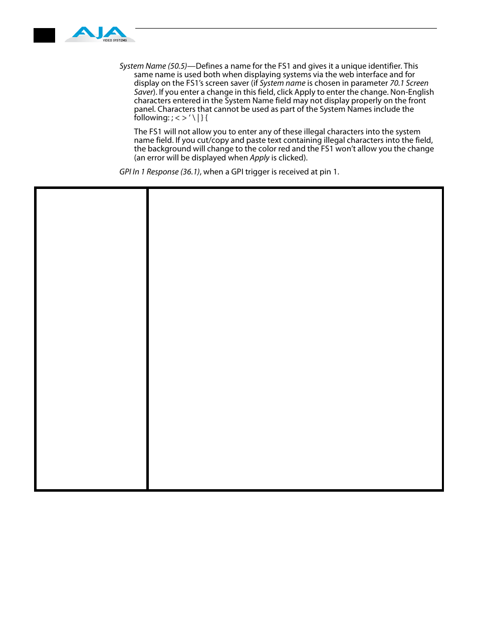 AJA FS1 Version 2.2.2.1 User Manual | Page 104 / 140