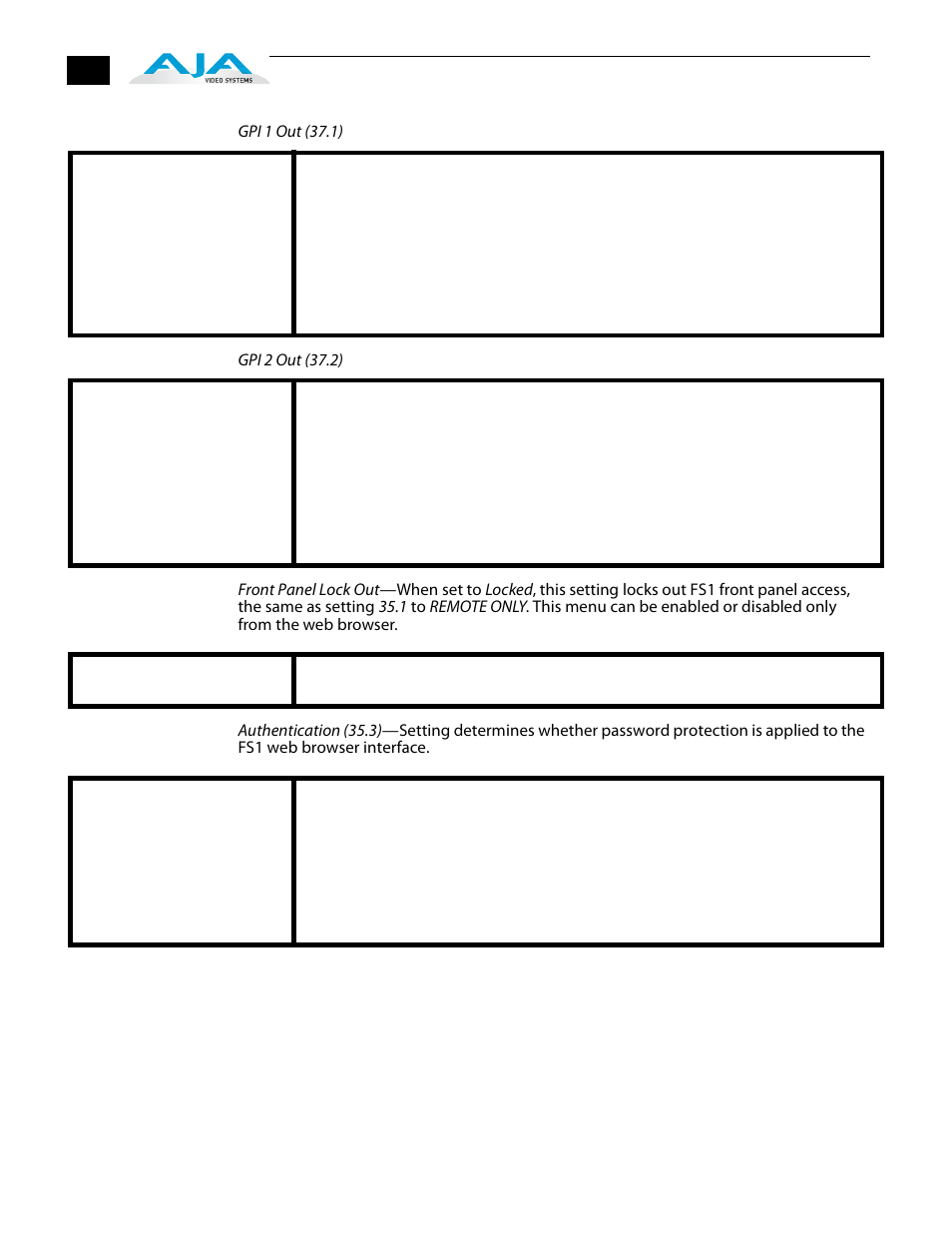 AJA FS1 Version 2.2.2.1 User Manual | Page 106 / 140