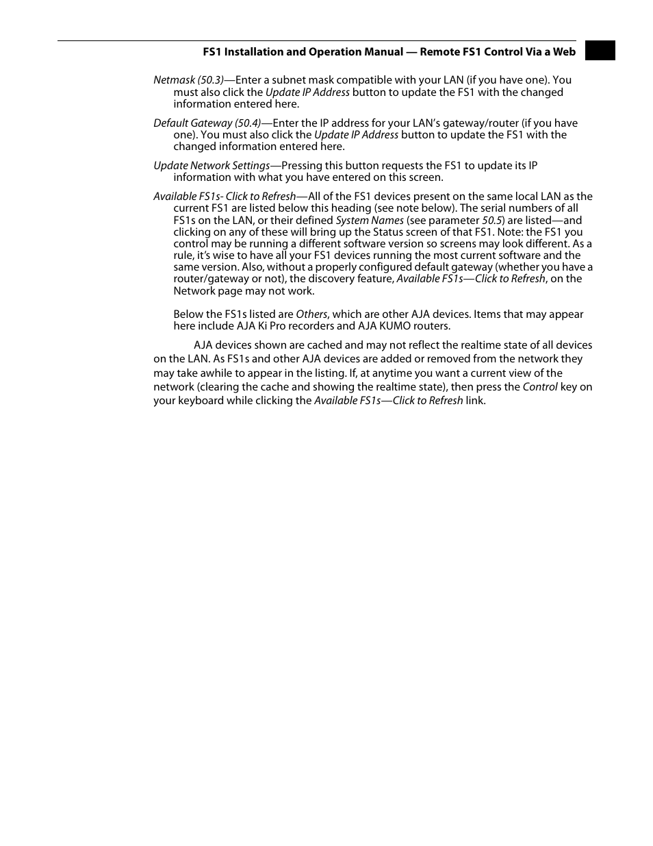 AJA FS1 Version 2.2.2.1 User Manual | Page 111 / 140