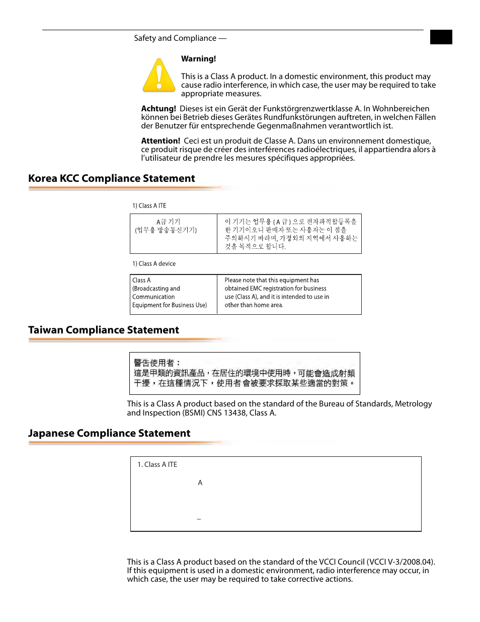 Korea kcc compliance statement, Taiwan compliance statement, Japanese compliance statement | AJA FS1 Version 2.2.2.1 User Manual | Page 123 / 140