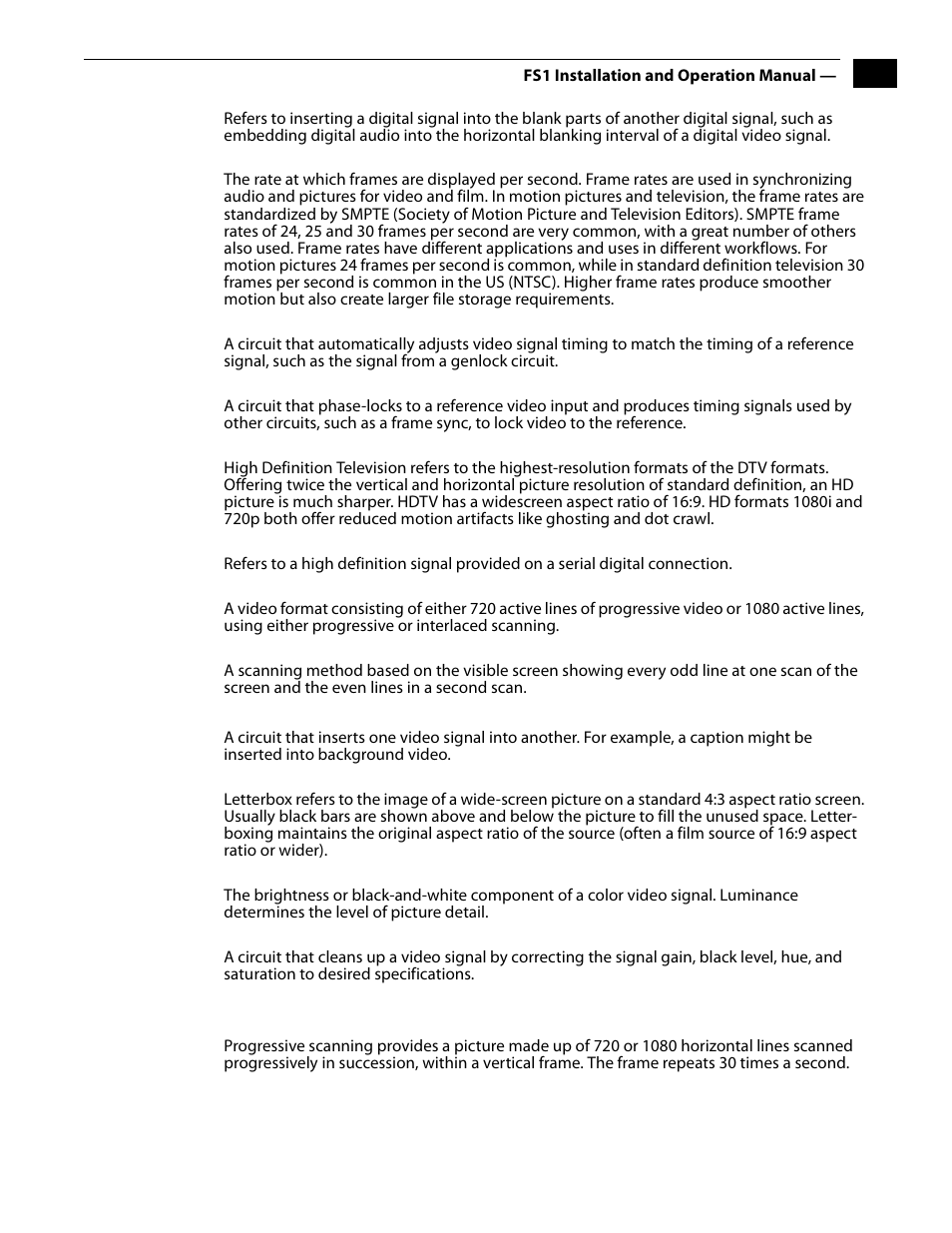 AJA FS1 Version 2.2.2.1 User Manual | Page 133 / 140