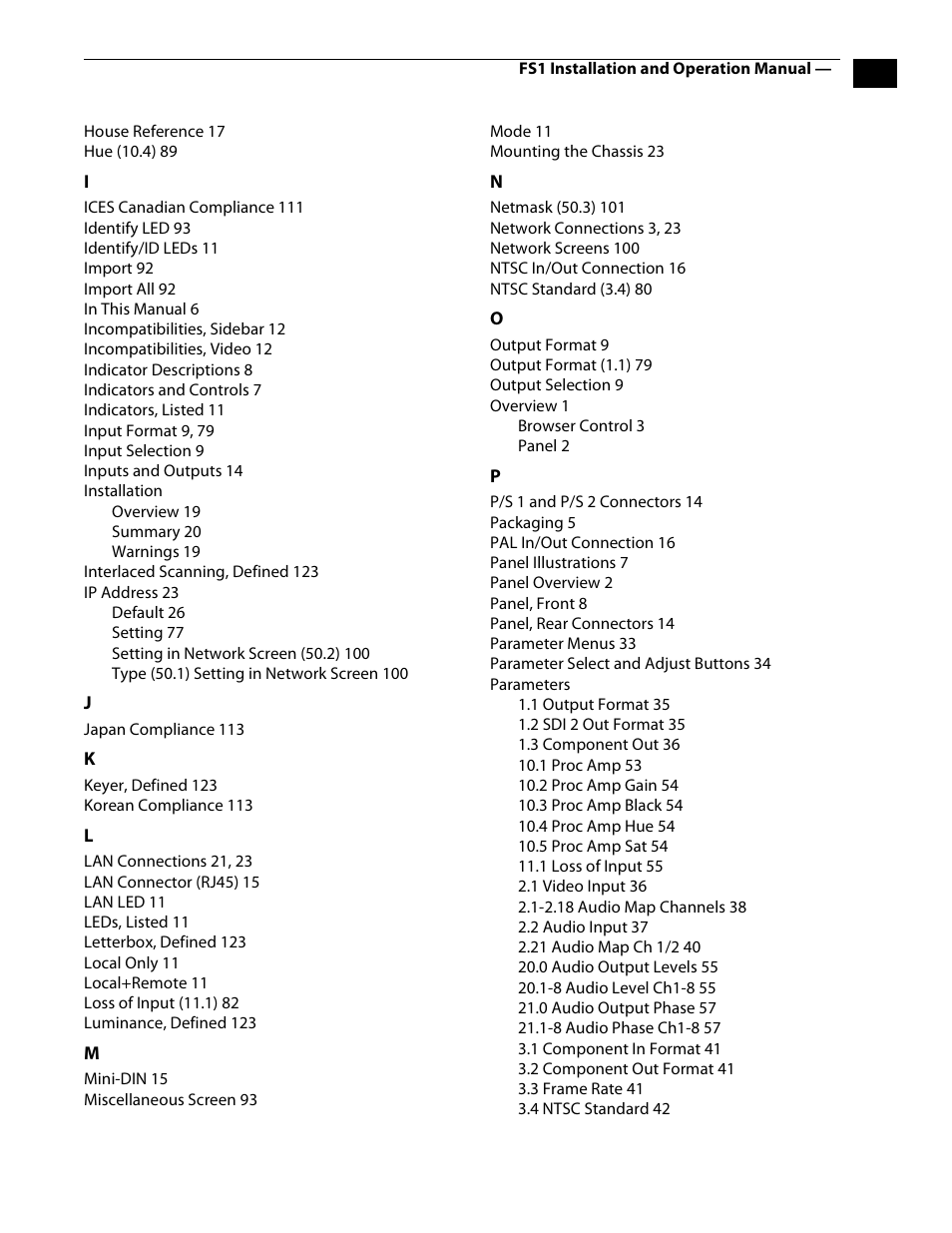 AJA FS1 Version 2.2.2.1 User Manual | Page 137 / 140