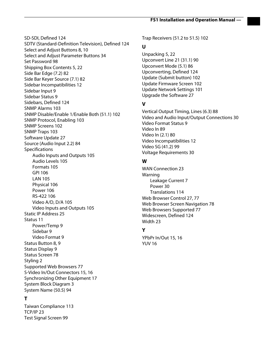 AJA FS1 Version 2.2.2.1 User Manual | Page 139 / 140
