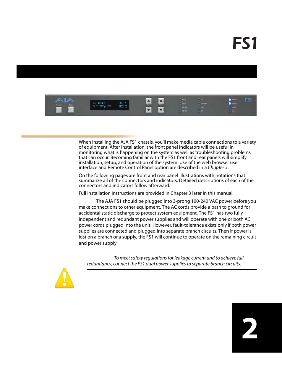 Chapter 2: controls and indicators, Controls and indicators | AJA FS1 Version 2.2.2.1 User Manual | Page 17 / 140