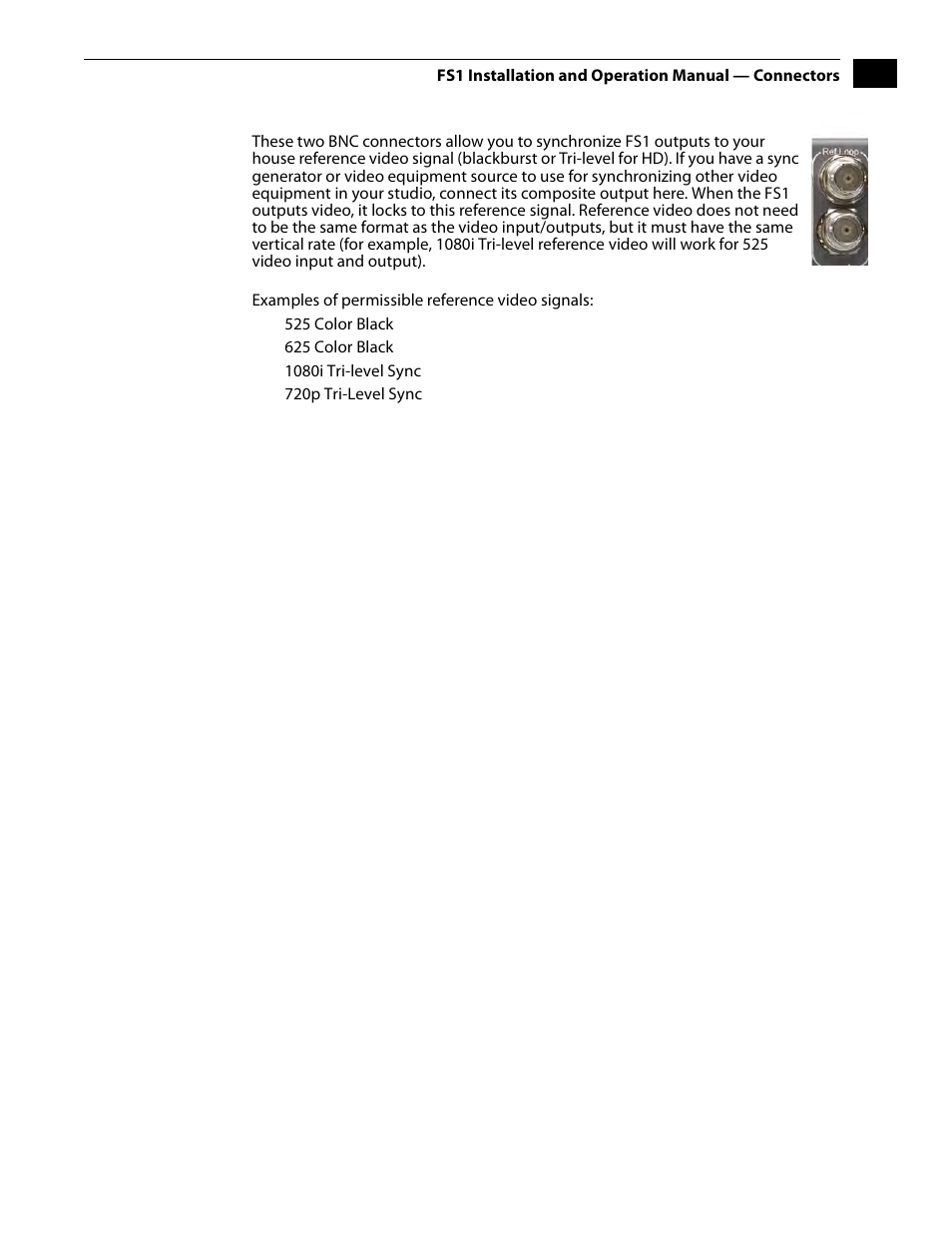 Reference video (looping), Examples of permissible reference video signals | AJA FS1 Version 2.2.2.1 User Manual | Page 27 / 140