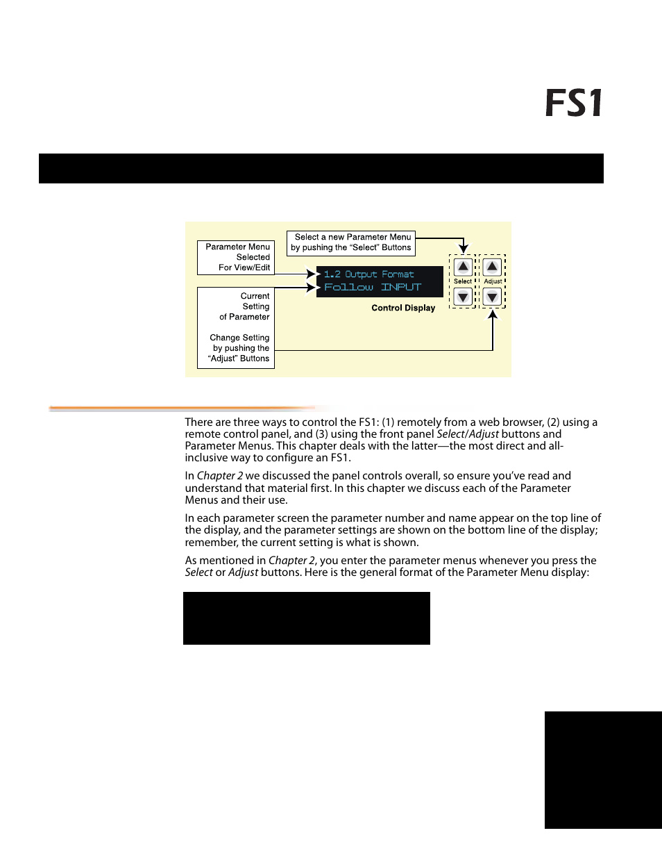 Chapter 4: parameter menus | AJA FS1 Version 2.2.2.1 User Manual | Page 43 / 140