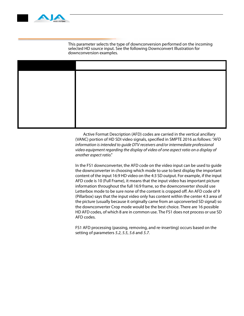 2 downconvert mode | AJA FS1 Version 2.2.2.1 User Manual | Page 56 / 140