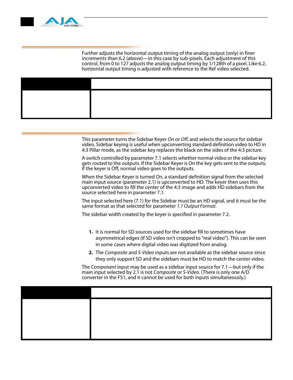 4 analog output fine (horizontal timing), 1 sidebar keyer | AJA FS1 Version 2.2.2.1 User Manual | Page 62 / 140