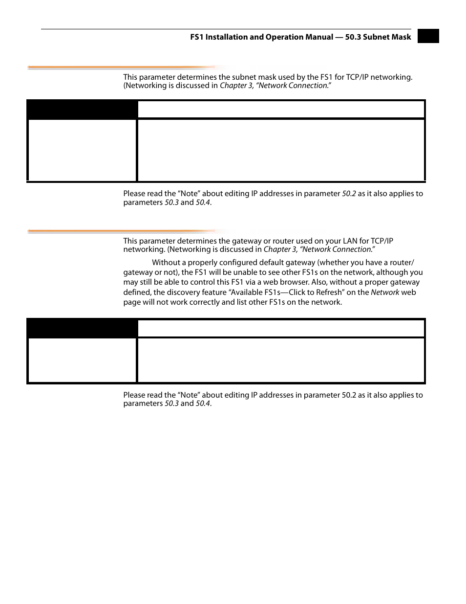 3 subnet mask, 4 default gateway, 3 subnet mask 50.4 default gateway | AJA FS1 Version 2.2.2.1 User Manual | Page 77 / 140