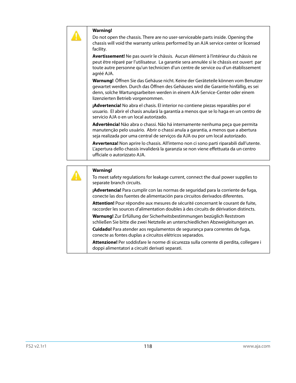 AJA FS2 Manual User Manual | Page 118 / 125