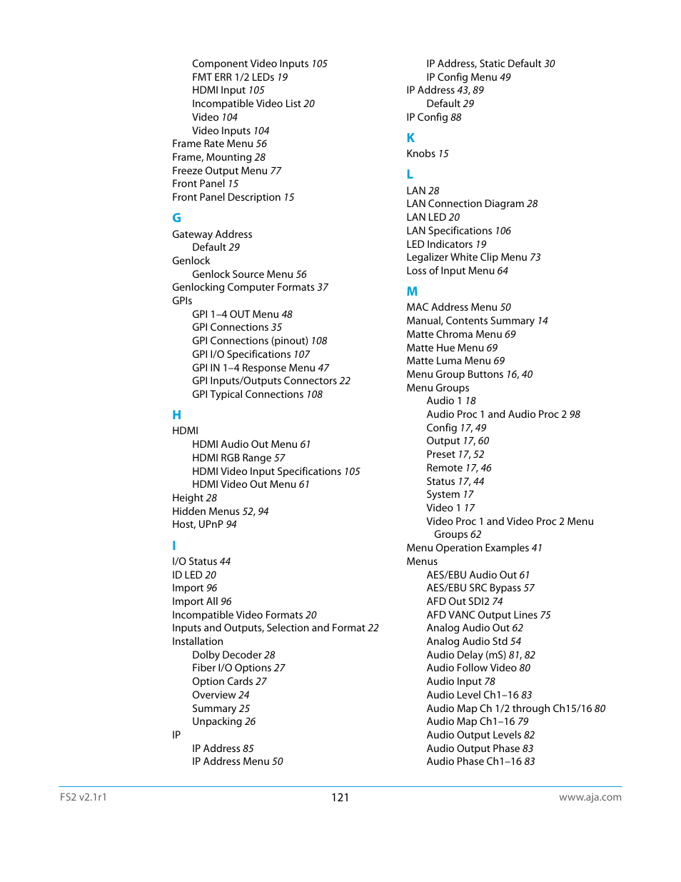 AJA FS2 Manual User Manual | Page 121 / 125