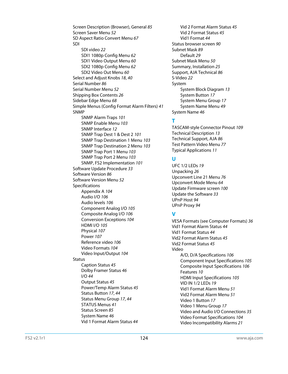 AJA FS2 Manual User Manual | Page 124 / 125