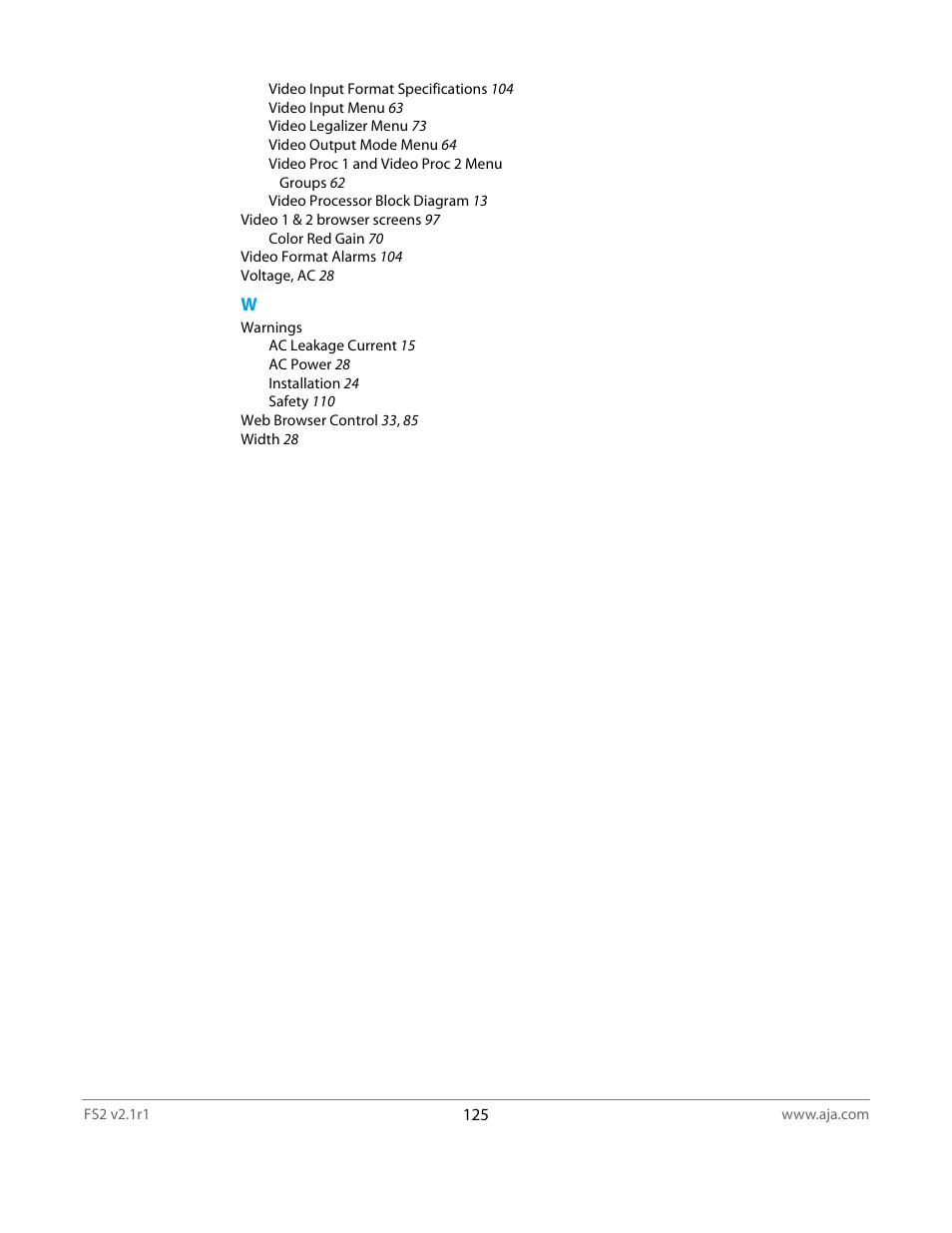 AJA FS2 Manual User Manual | Page 125 / 125